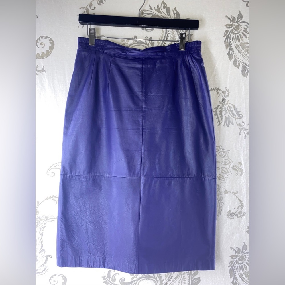 Diversity Vintage 100% Genuine
Leather Pencil Skirt Womens 10
Lined Purple